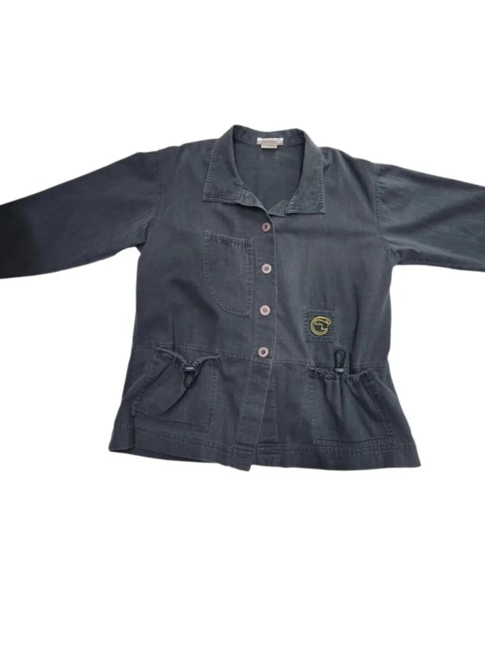 90s Washed Utility Jacket Coastal Artsy Lagenlook Oversized Shacket